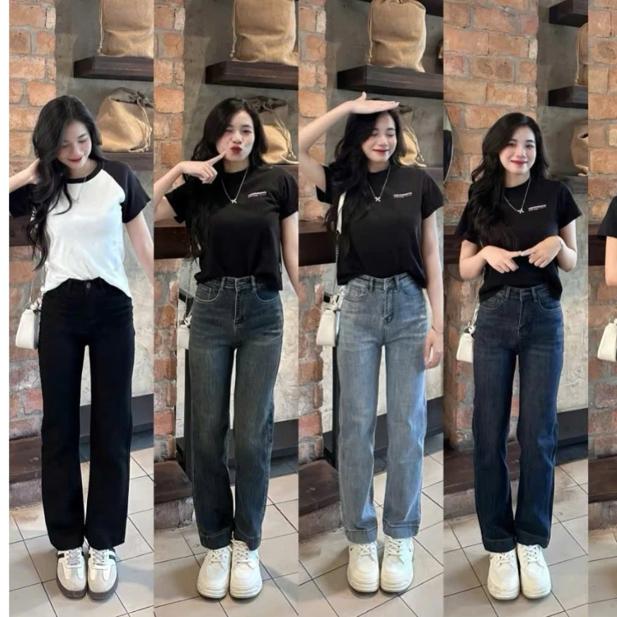 Quần Jean Nữ Ống Đứng Lưng Cao Tôn Dáng - Quần Jean Nữ Co Giãn Kiểu Trơn Đơn Giản 4 Màu Siêu Xinh - MQ626