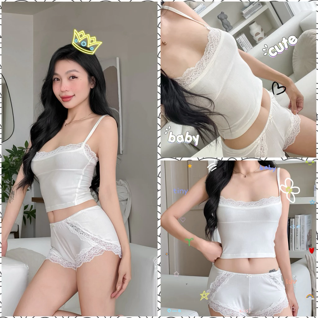 VIC SET - BỘ NGỦ MẶC NHÀ LỤA MODAL PHỐI REN ( QUẦN NGẮN )