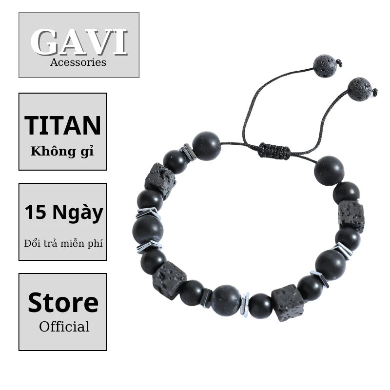 Vòng tay nam nữ đá lava thiết kế basic dây tự điều chỉnh kích thước thời trang hàn quốc cân mọi outfit - Vòng Tay Lava