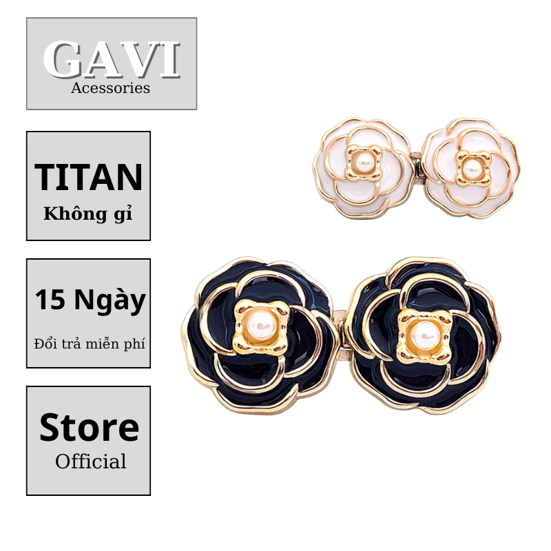 Nút cài thắt lưng Camellia hợp kim titan khóa hoa hồng dễ dàng điều chỉnh eo quần style Gavi - Núi Gài Tổng Hợp
