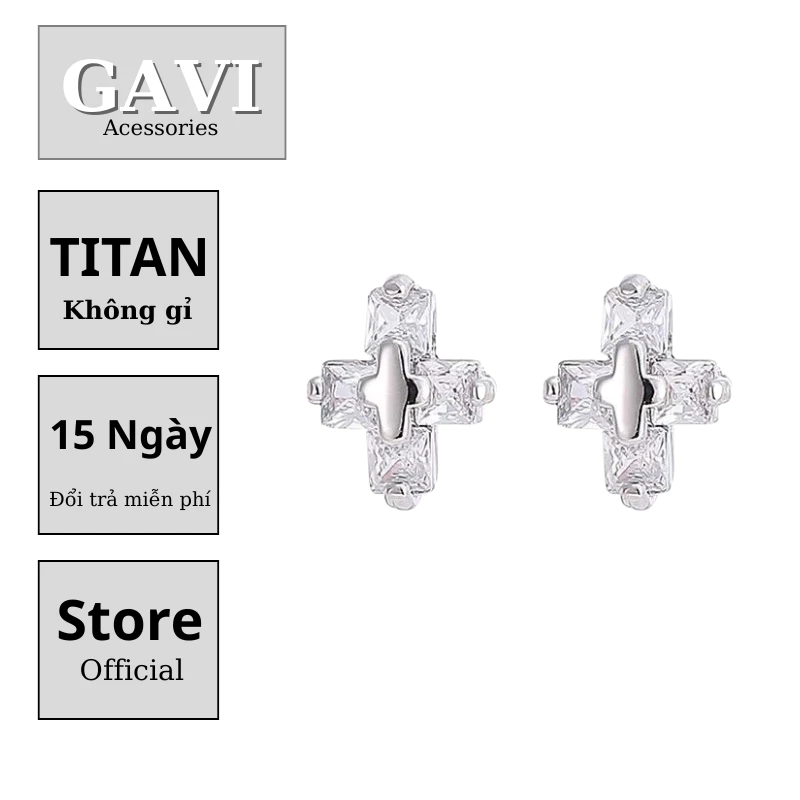 Hoa tai nam thời trang Gavi cá tính nam chéo phong cách Pháp thiết kế độc đáo cao cấp ( 1Chiếc )