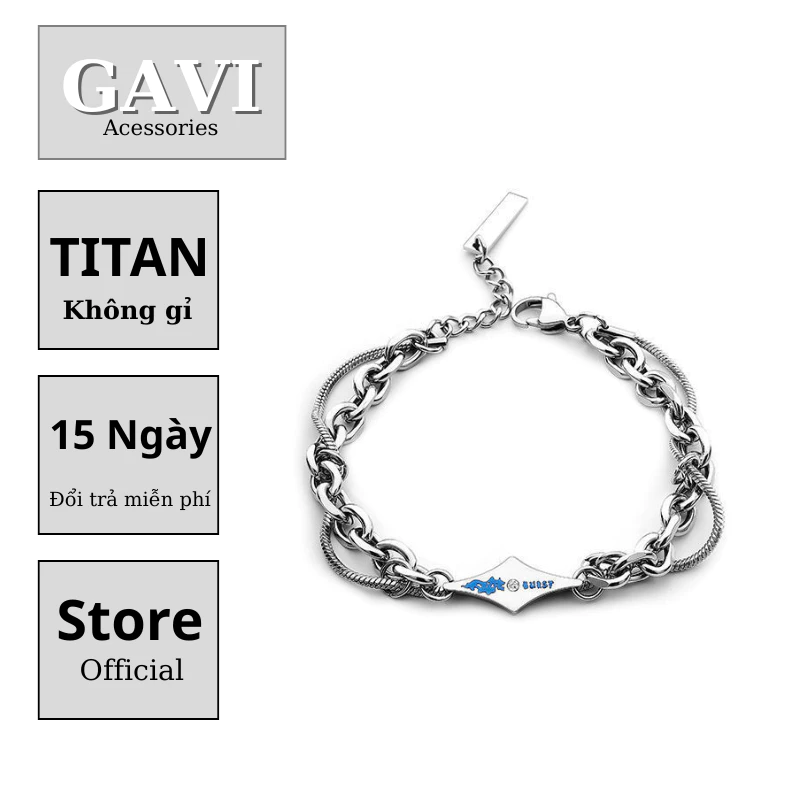 Vòng tay nam nữ mạ bạc mặt hình sao mix 2 dây thiết kế thời trang hàn quốc Gavi dễ dàng phối đồ - Vòng Tay Tổng Hợp