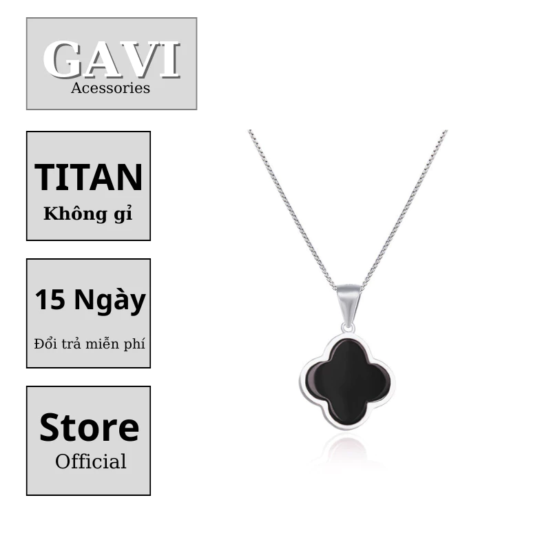 Vòng cổ nam nữ mạ bạc chống han gỉ thiết kế cỏ 4 lá thời trang Gavi đơn giản thanh lịch