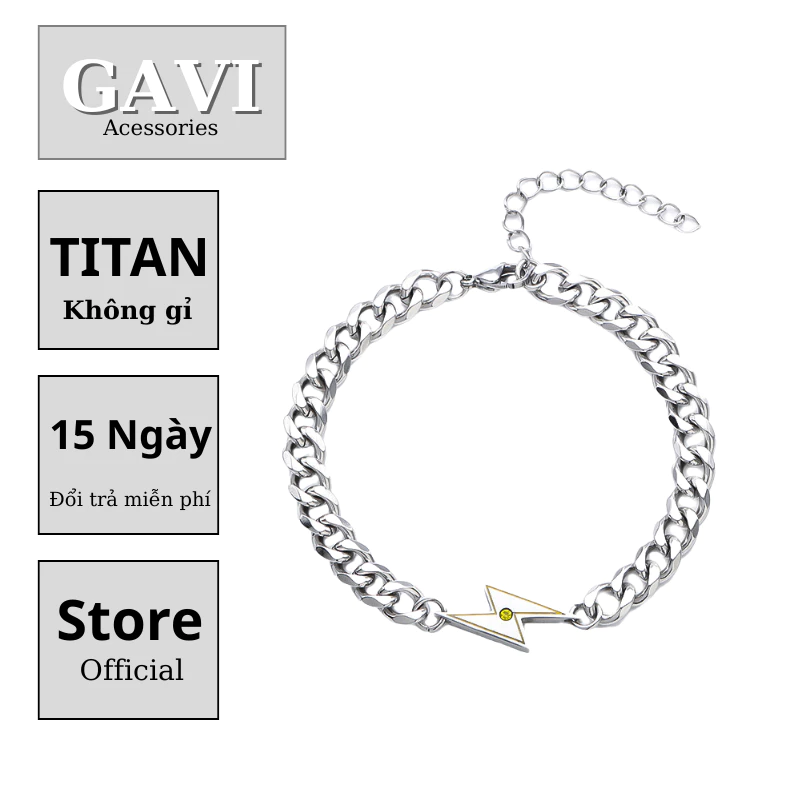 Vòng tay sét nam nữ thép titan thời trang Gavi cao cấp không phải kiểu mới phong cách hip hop - Vòng Tay Lightning