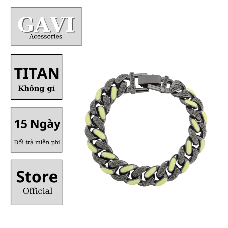 Vòng tay nam cuba hợp kim titan không gỉ thời trang Gavi hiphop phong cách Hàn Quốc cho nam và nữ