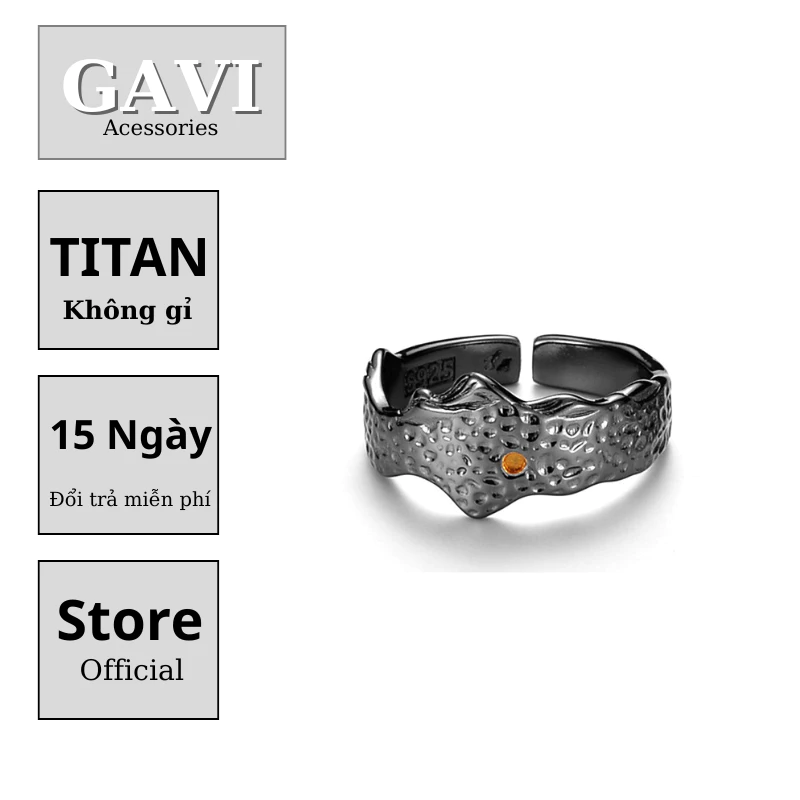 Nhẫn nam nữ Taigu thiết kế thời trang Gavi Guanshan cá tính basic chất liệu hợp kim không han gỉ - Nhẫn Mountain Shadow