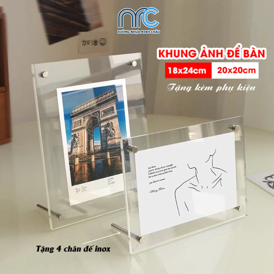 (Có hoá đơn VAT) Khung ảnh acrylic, Khung ảnh mica để bàn, Khung ảnh trang trí bàn học, bàn làm việc