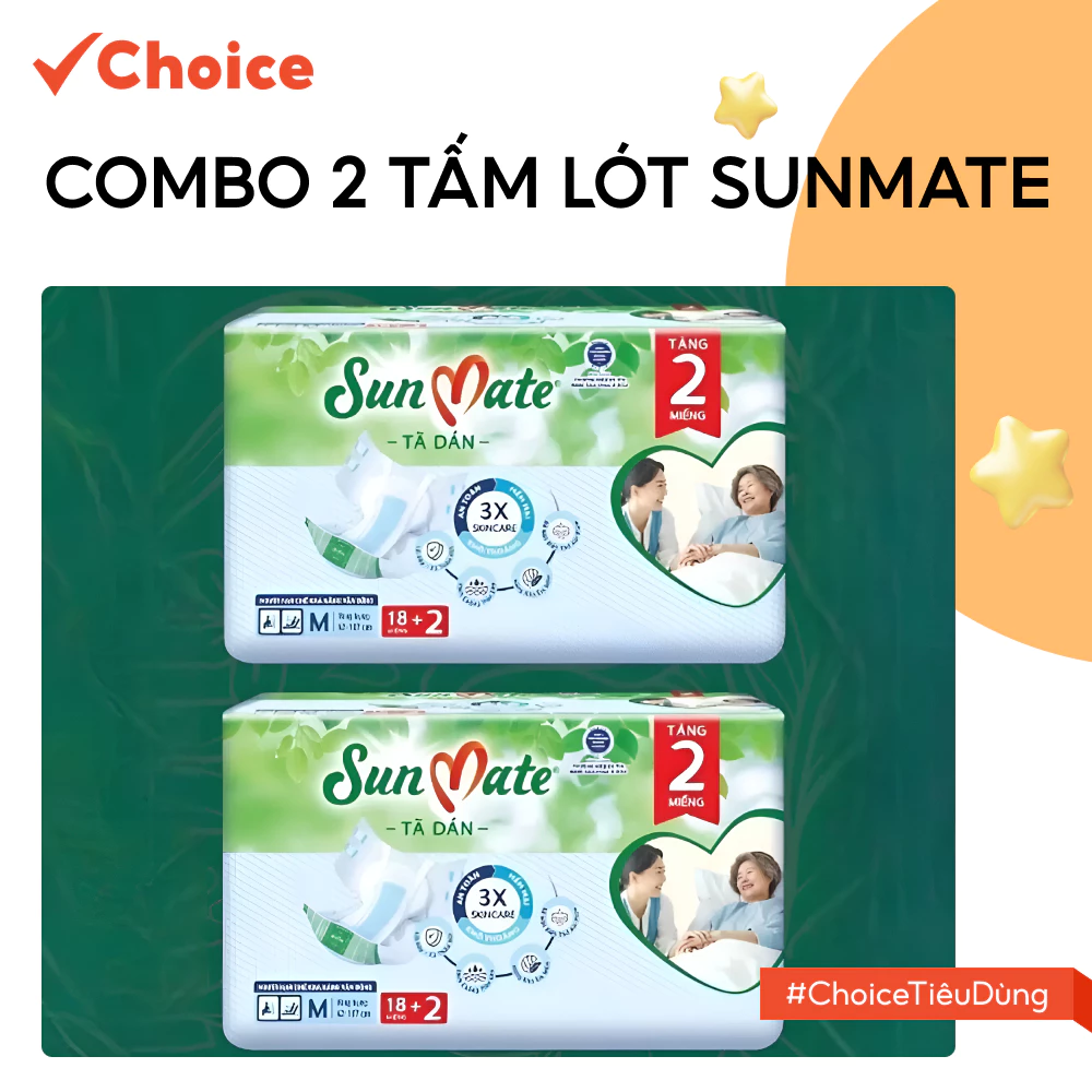 [Choice] Combo 2 - Tấm lót SunMate mới size M (45x70cm) FM1-2752-4 Size M18/L18/Xl18 + 2 Miếng