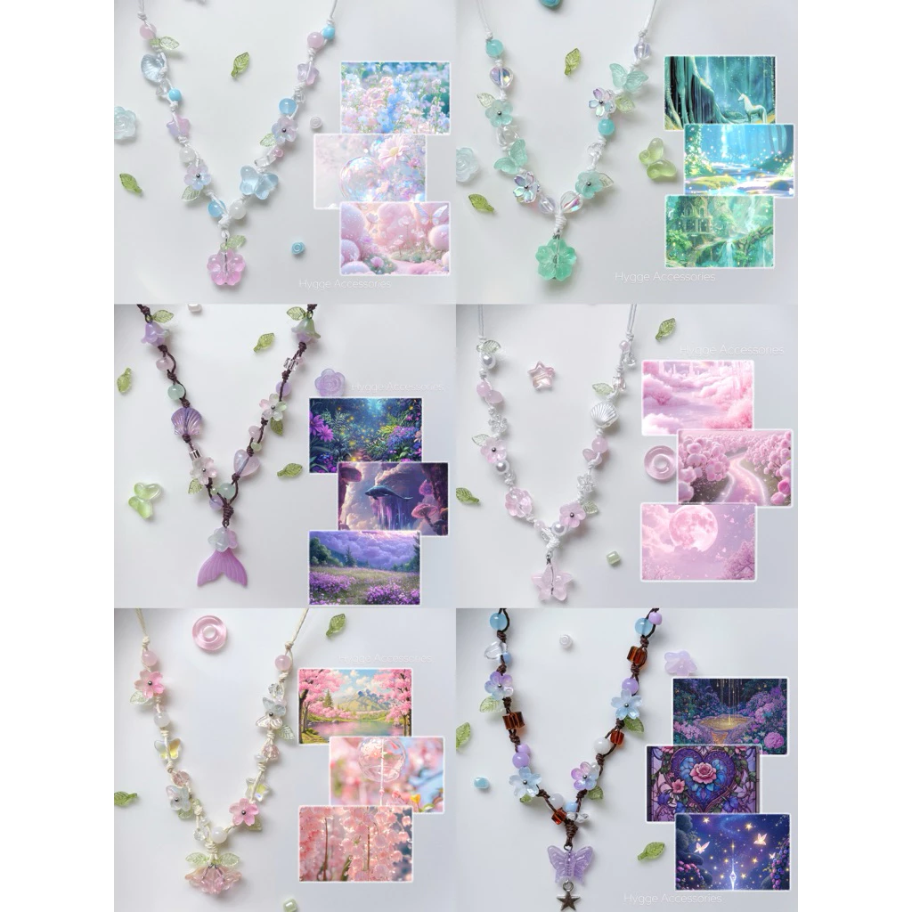 Dây chuyền Handmade “ 𝔉𝔩𝔬𝔯𝔞 “ - Vòng cổ dây rút Handmade charm hoa - Phụ kiện trang sức - HYGGE ♡.•*