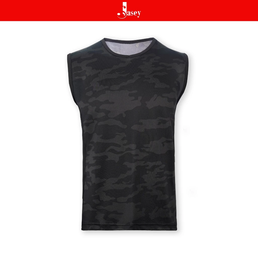 Tank Top cổ tròn camo ràn ri JASEY, áo phông nam thời trang mã 4109