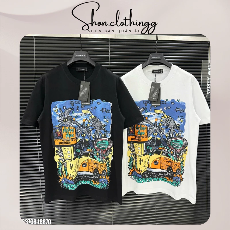 Áo Thun DSQ Ape In Họa Tiết Phong Cách Form Rộng Cotton 2 Chiều Dày Dặn Thoáng Mát