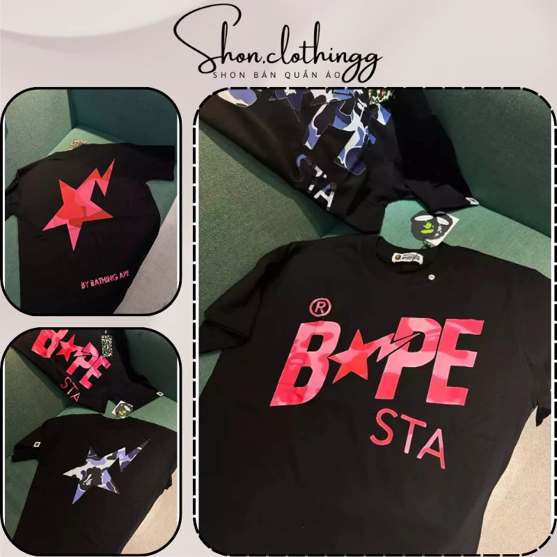 Áo Thun Bape Stars In Hình Cao Cấp Cotton 2 Chiều Dày Dặn Thoáng Mát Full Tem Tag Mạc Hot Trend