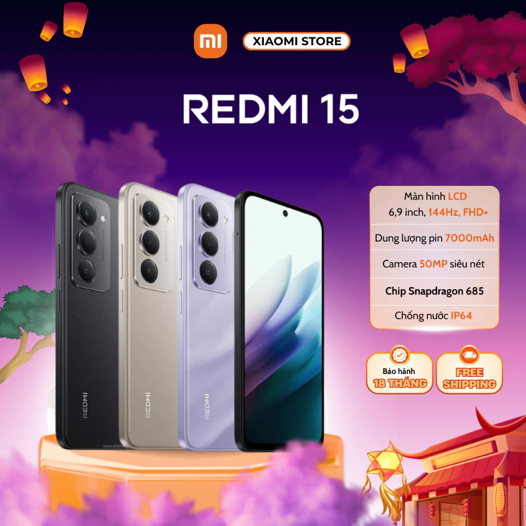 Điện Thoại Xiaomi Redmi 15 6/128GB - 8/128GB Bản Quốc Tế - Bảo hành 18 Tháng