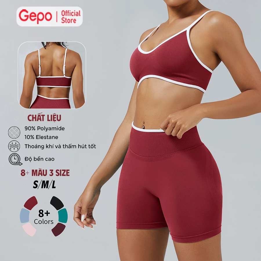 GEPO Bộ Thể Thao Tập Gym, Yoga Nữ, Sét Đùi Basi Chất Dệt Kim Cao Cấp, Thoáng Khí, Co Giãn 4 Chiều GP312