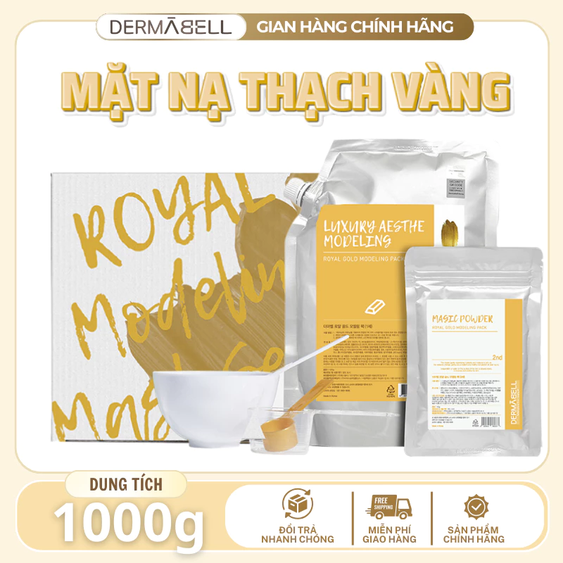 Mặt Nạ Thạch Vàng Giúp Da Đàn Hồi, Trẻ Hóa Làn Da DERMABELL Hàn Quốc Royal Gold Modeling Mask 1000g