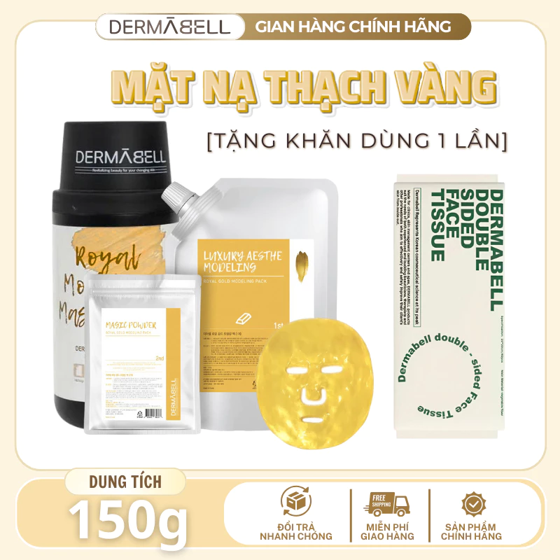 Mặt Nạ Thạch Vàng DERMABELL Hàn Quốc Royal Gold Modeling Mask Giúp Da Đàn Hồi, Trẻ Hóa Làn Da 150g