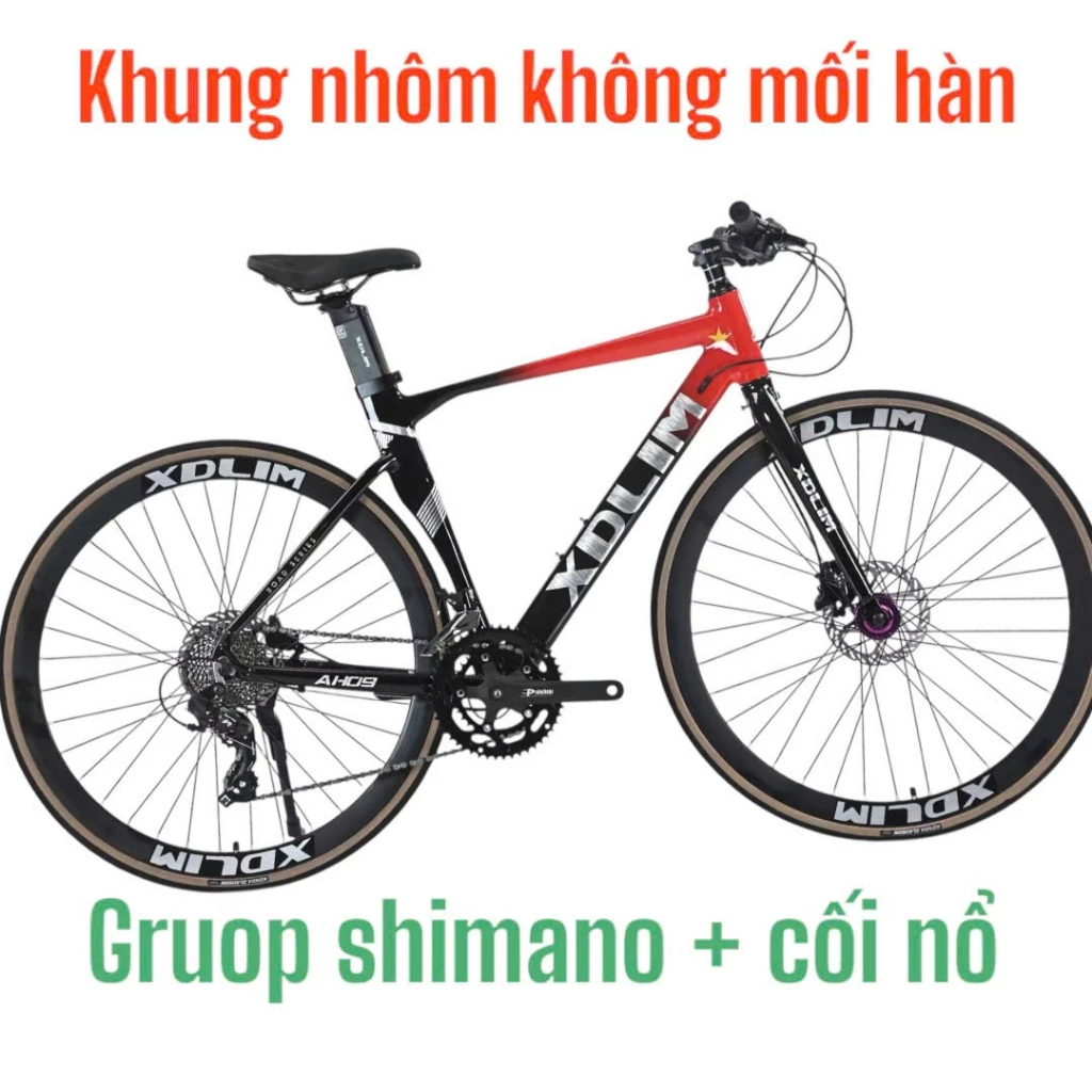 Xe đạp Touring Xdlim Ah09 Plus + Khung Nhôm, GROUP Shimano, LÍP thả - Cối nổ