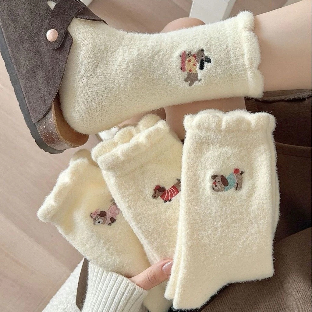 Tất Lông Nữ Giữ Nhiệt Hình Thú Siêu Mềm Mịn – Tất Dài Mùa Đông Ấm Áp, Thời Trang Cute