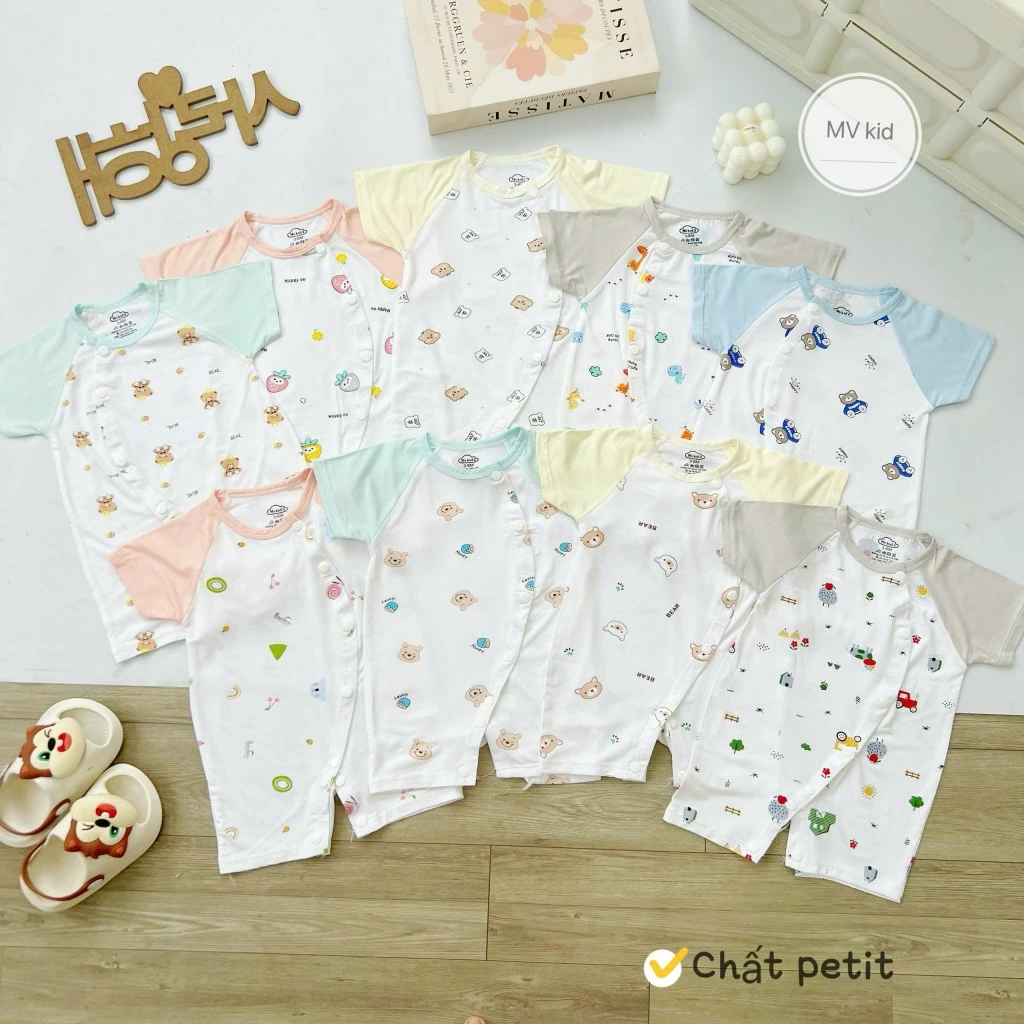 [Loại Đẹp] Set 5 Body Đùi Cộc Tay Chất Thun Peptit Mềm Mại Phối Màu In Hoạ Tiết Cho Bé Từ 0-9 Tháng