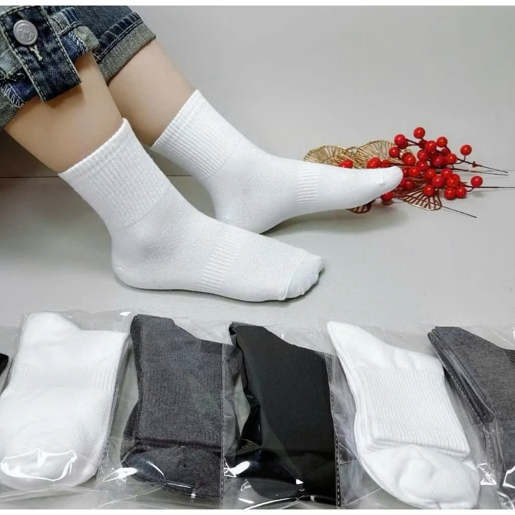 Set Tất vớ nam nữ cao cổ co giãn bốn chiều hàng dệt kim thể thao hàn quốc chất liệu cotton