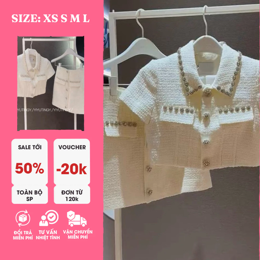 Sét Dạ Tweed Cao Cấp 2 Lớp Đính Ngọc Lấp Lánh – Đầm Kèm Áo Khoác Nữ Trẻ Trung Thanh Lịch, Đi Làm, Dự Tiệc, Hẹn Hò