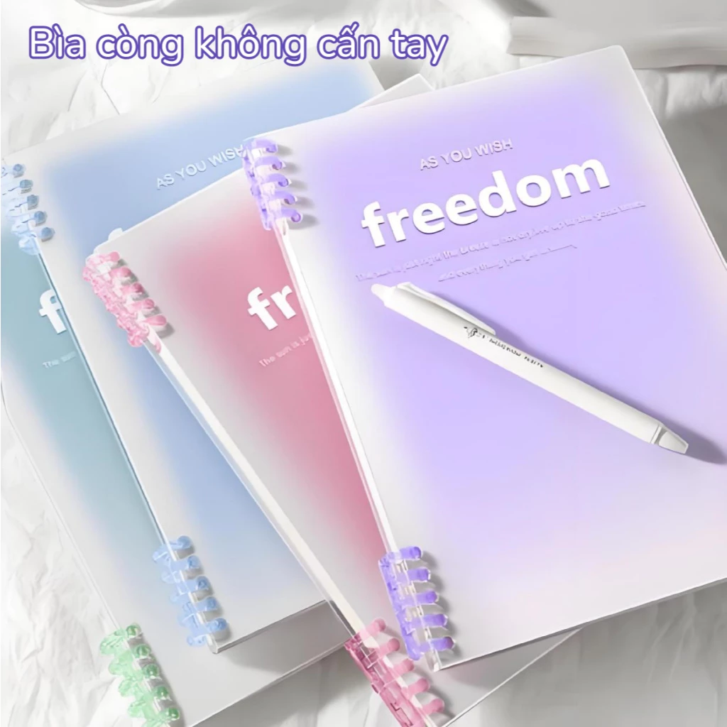Bìa còng tháo lắp dễ dàng, màu tím gradient A5/B5 - thiết kế không cấn tay-Quà Tết