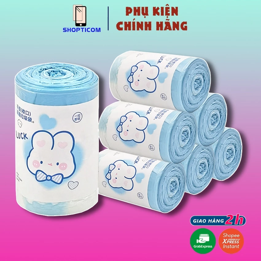 Cuộn Túi Đựng Rác có dây rút chắc chắn hình thỏ bông cute Loại Siêu dai 45x50cm S P