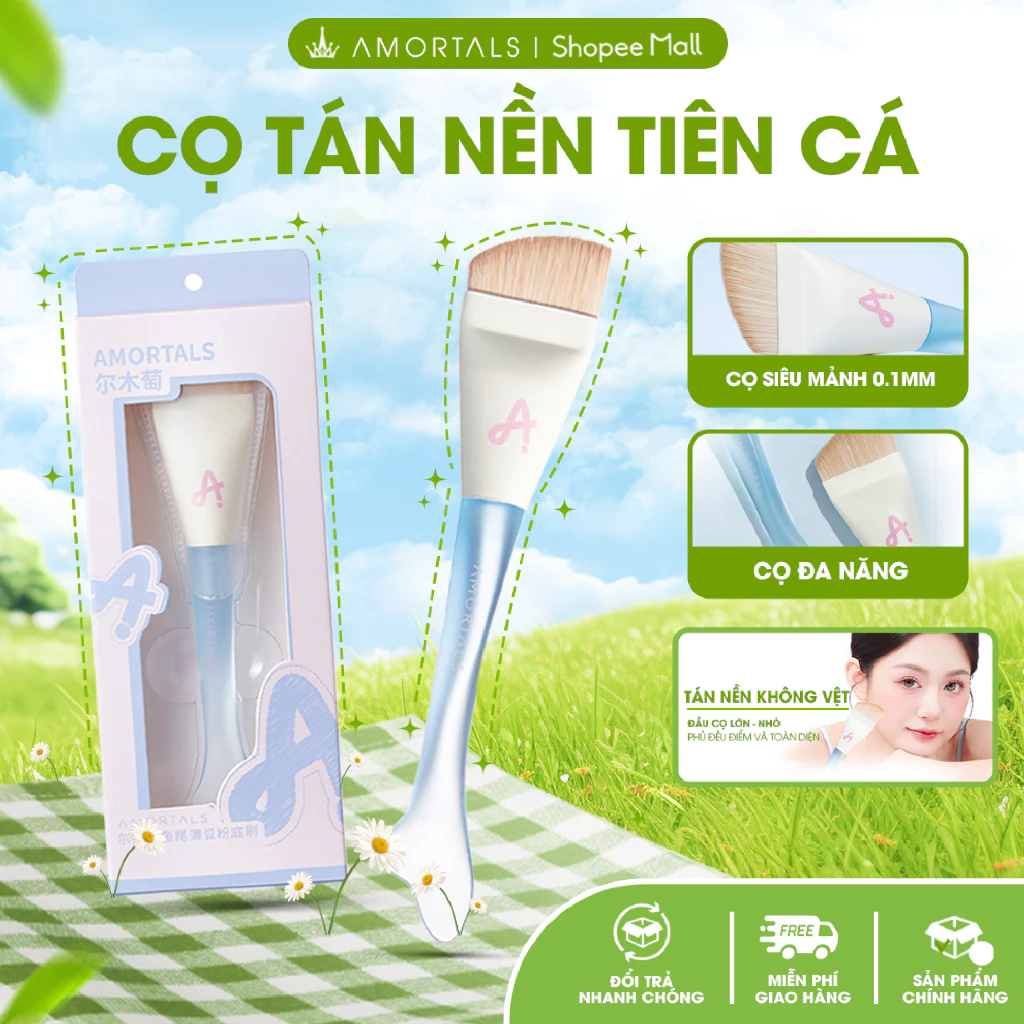 Cọ Tán Nền AMORTALS Tiên Cá Đầu Vát Tán Nền Mịn, Không Vết, Che Phủ Tự Nhiên & Bông Mút Tán Nền