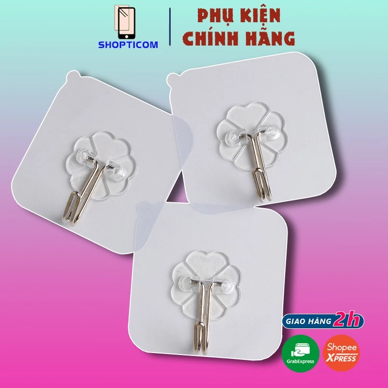 Combo 5/10 móc treo quần áo dán tường chịu lực siêu dính, móc treo đồ trong suốt để chìa khóa S P