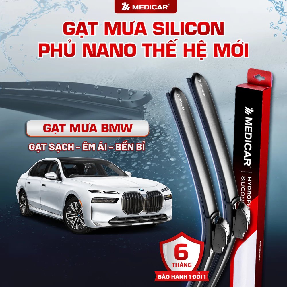 CẶP GẠT MƯA Ô TÔ xe BMW - Gạt mưa ô tô Silicon phủ nano chống nước Medicar, gạt êm, không rít kính