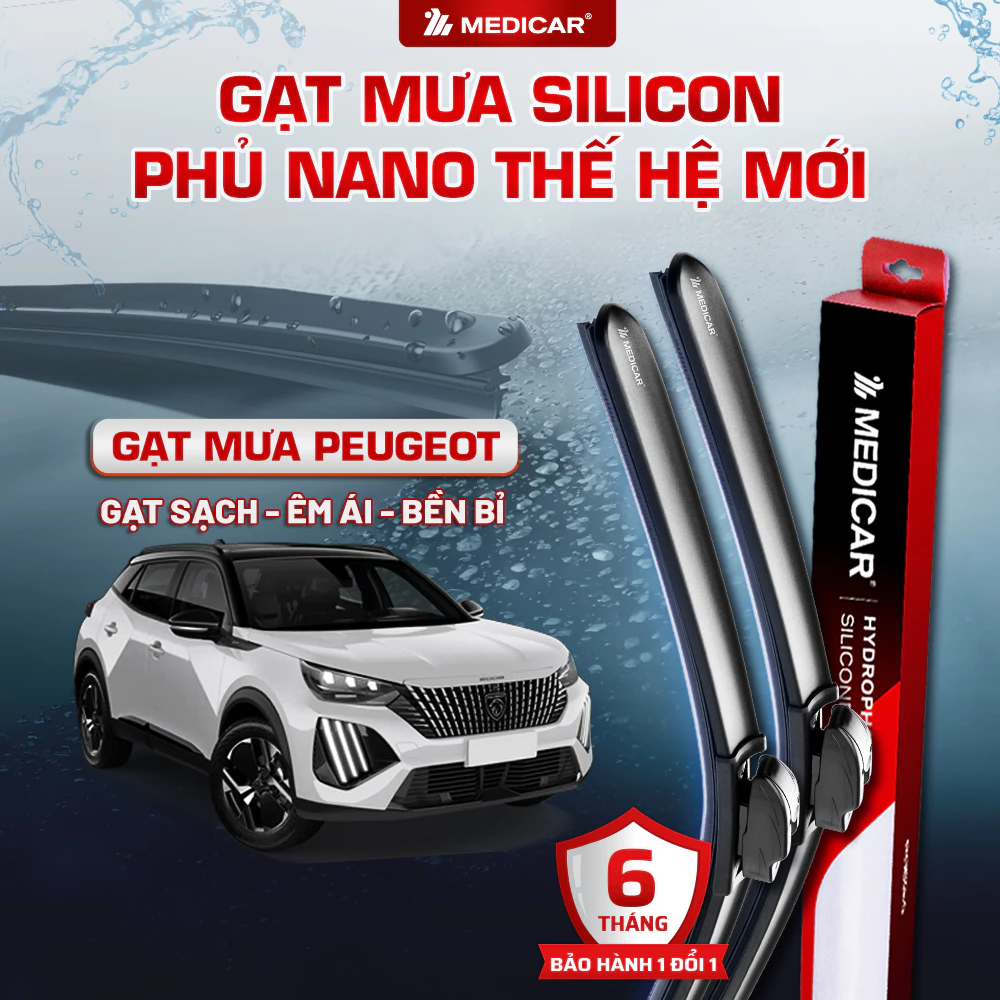 CẶP GẠT MƯA Ô TÔ xe PEUGEOT - Gạt mưa ô tô Silicon phủ nano chống nước Medicar