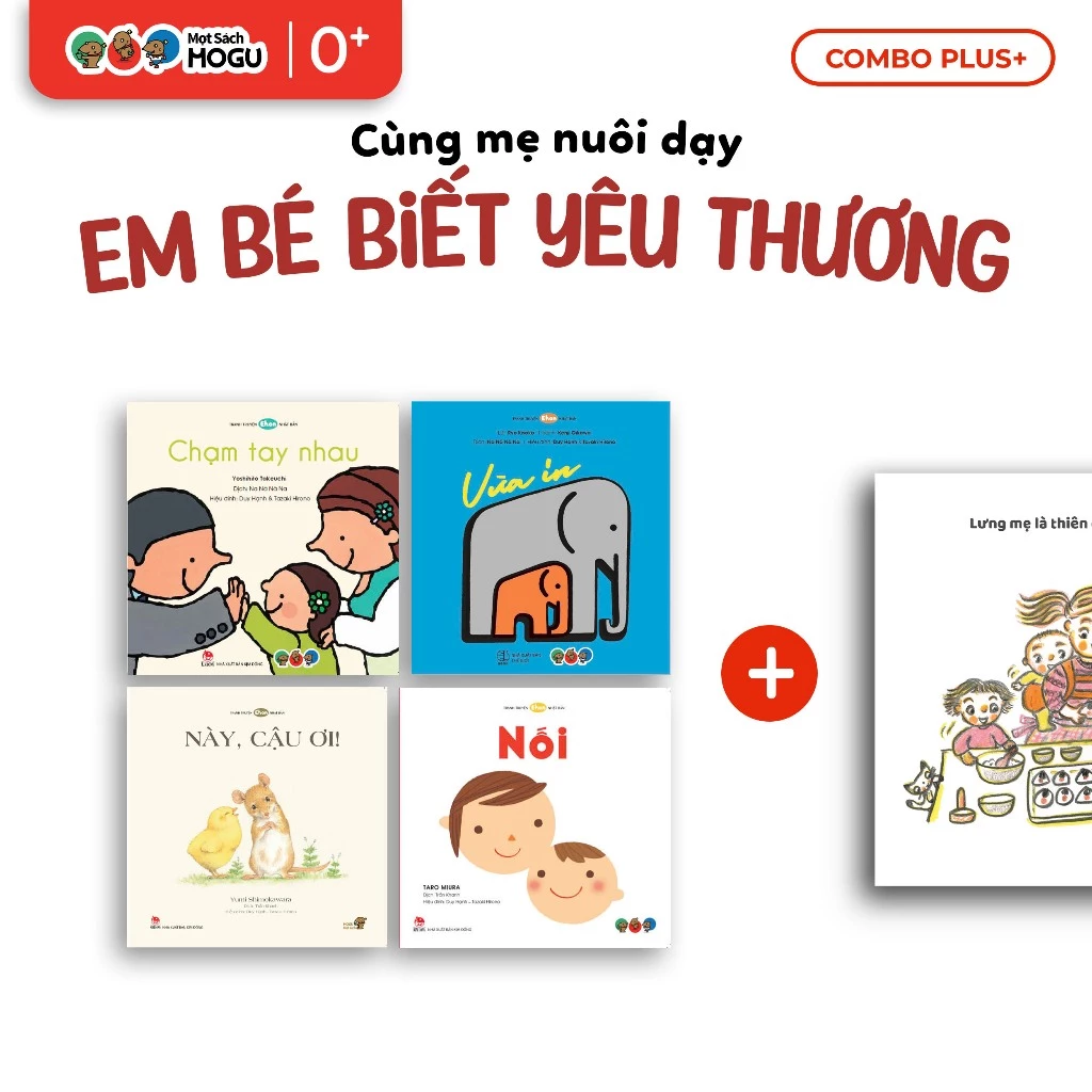 Truyện Ehon bé 1-2-3 tuổi - Combo 5 cuốn Này Câụ ơi, Vừa in, Nối, Chạm tay nhau, Lưng mẹ là thiên đường