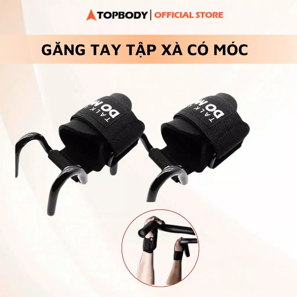 Găng Tay Tập Xà, Quấn Cổ Tay Có Móc Hỗ Trợ Nâng Tạ, Lên Xà Đơn TOPBODY [1 ĐÔI] DAMOC