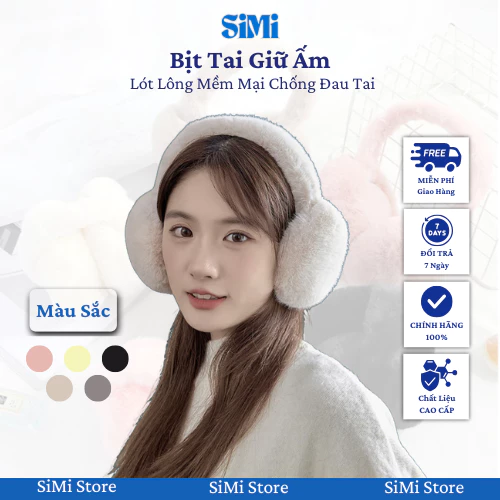 Bịt Tai Giữ Ấm Nữ Simi Chụp Tai Mùa Đông Lót Lông Chồn Mềm Mại,Chống Đau Tai Dễ Thương BT02