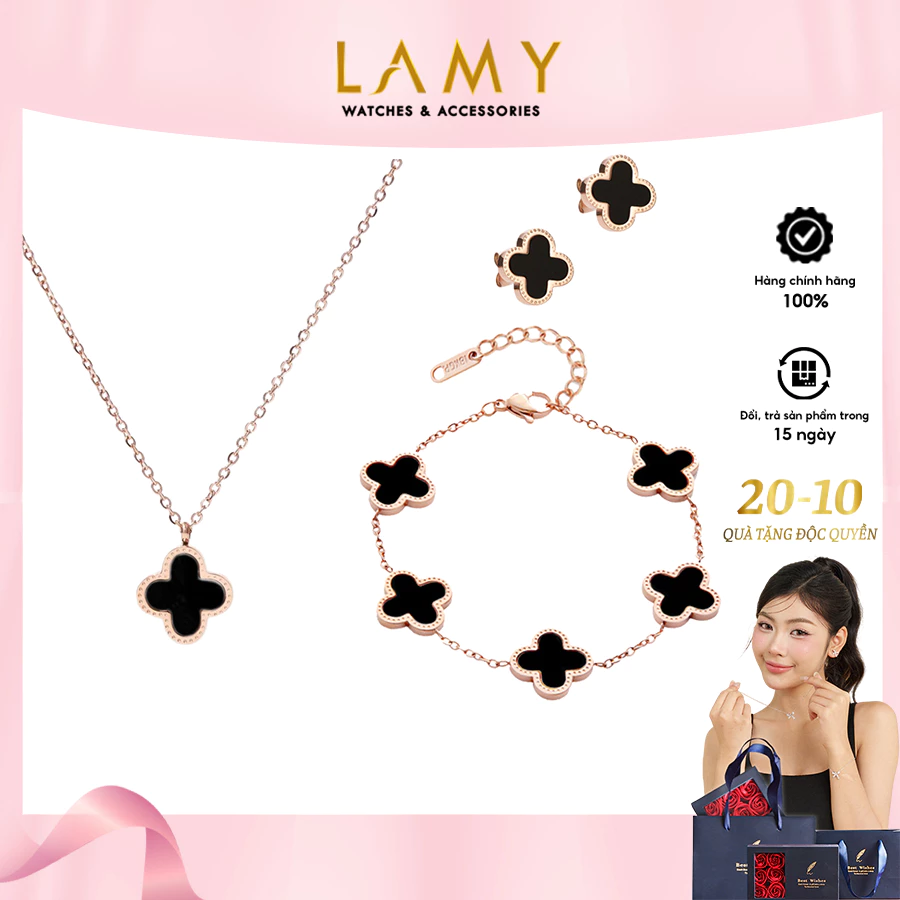 Bộ trang sức LAMY Dual Lucky Leaves Rose Gold-Black 6026-2026-3023 RG.BL
