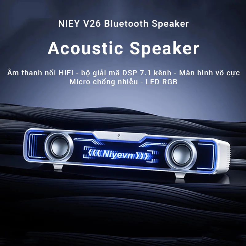 Loa Bluetooth Desktop NIEY V26B âm thanh nổi HIFI - Tích hợp Micro - Công suất 10W - BH 12T
