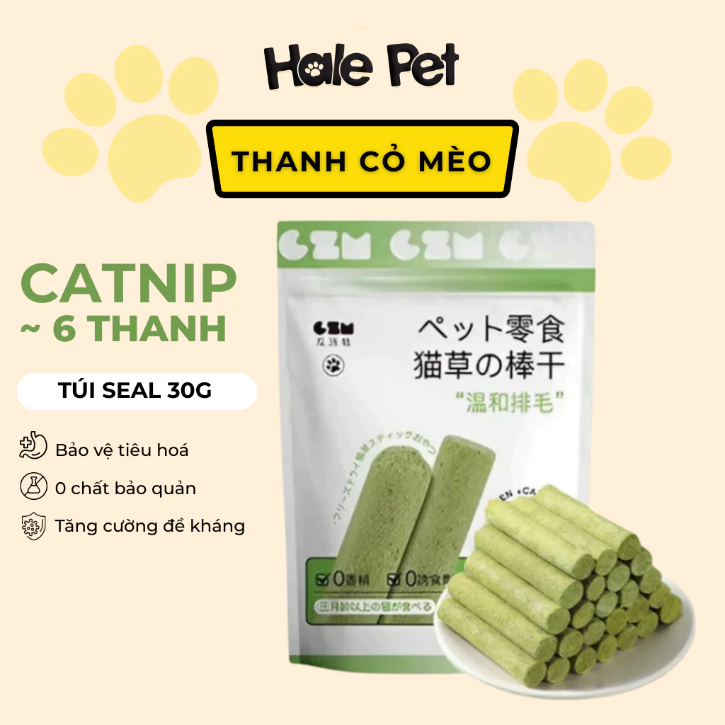 Thanh cỏ mèo GZM 30g - Snack sạch răng, tiêu búi lông, thơm miệng, hỗ trợ tiêu hóa, an toàn