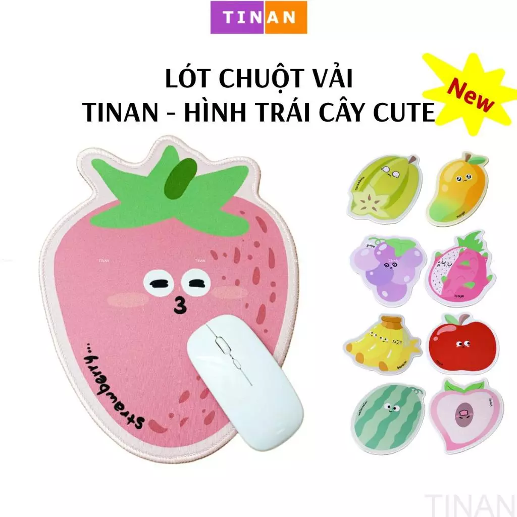 Lót Chuột Vải Hình Trái Cây Cute, Đế Cao Su, Cho Học Sinh, Văn Phòng