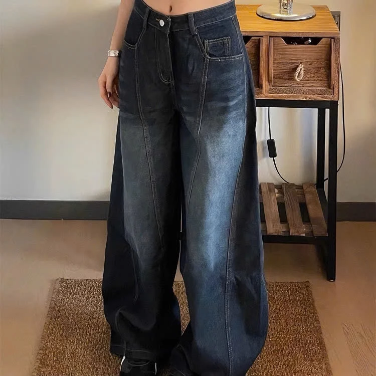 Quần jean ống rộng màu mới dáng thụng Unisex chùm chân cạp cao tôn dáng