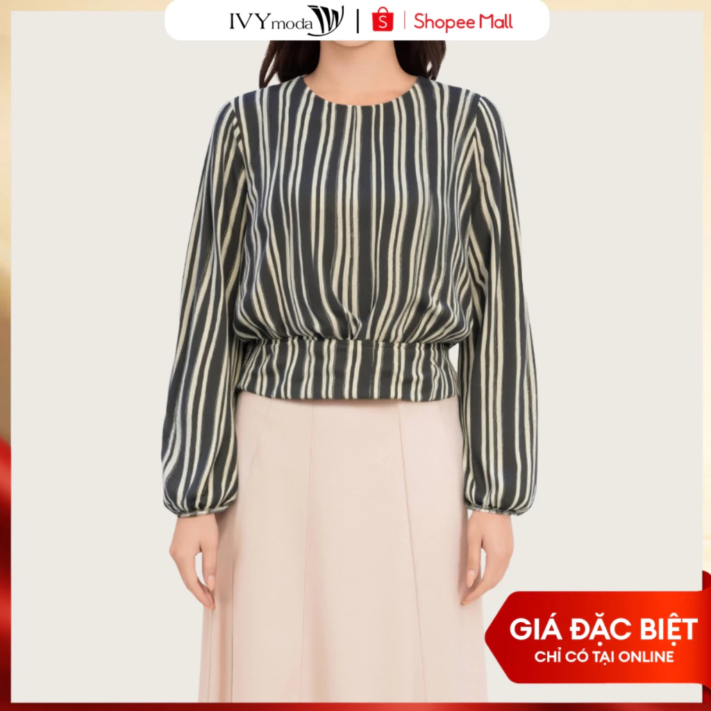 [NEW VOUCHER 100K] Áo sơ mi nữ họa tiết, Áo công sở dạo phố IVY moda MS 17T0288