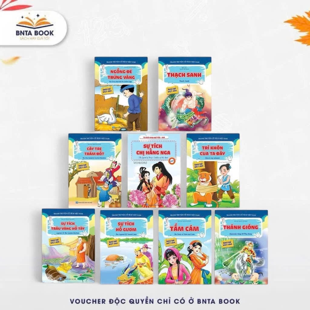 Bộ combo 10 cuốn truyện tranh cổ tích Việt Nam cho bé mẫu giáo - Song ngữ Việt Anh NGẪU NHIÊN