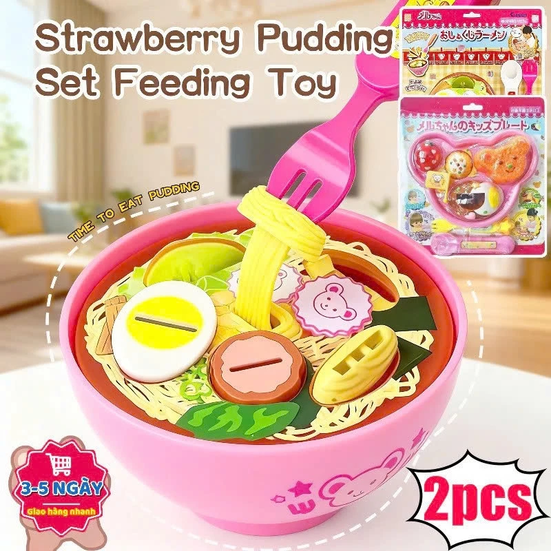 Đồ chơi thạch pudding dâu tây cho gấu ăn vui nhộn, đồ chơi nhập vai siêu xinh