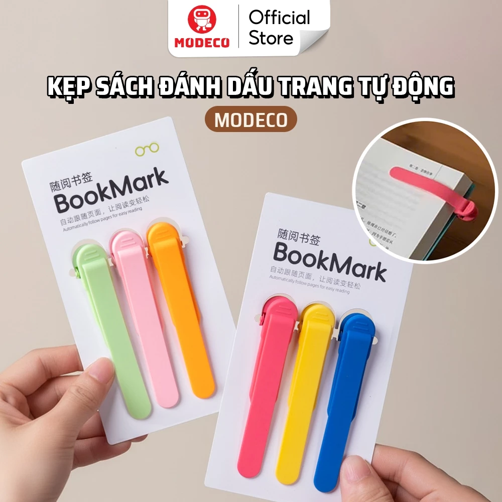 Kẹp Sách Đánh Dấu Trang Thông Minh Modeco – Bookmark Kẹp Giữ Trang Sách Tiện Lợi, Chống Mất Trang Cho Học Sinh