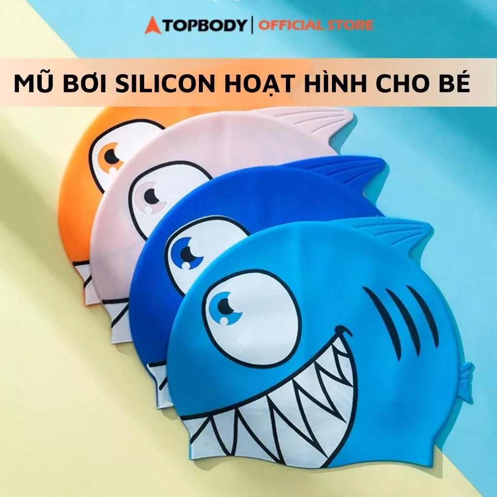 Mũ bơi trẻ em TOPBODY chất liệu silicone trơn cao cấp ngăn ướt tóc MBOIB01