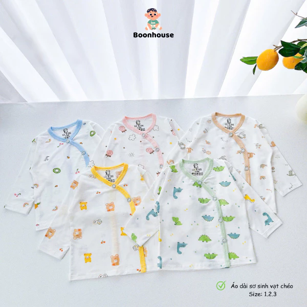 [Chất peptit] Combo 3-5 áo lẻ sơ sinh dài tay peptit mềm mịn thoáng mát in hoạ tiết cho bé 3-9kg