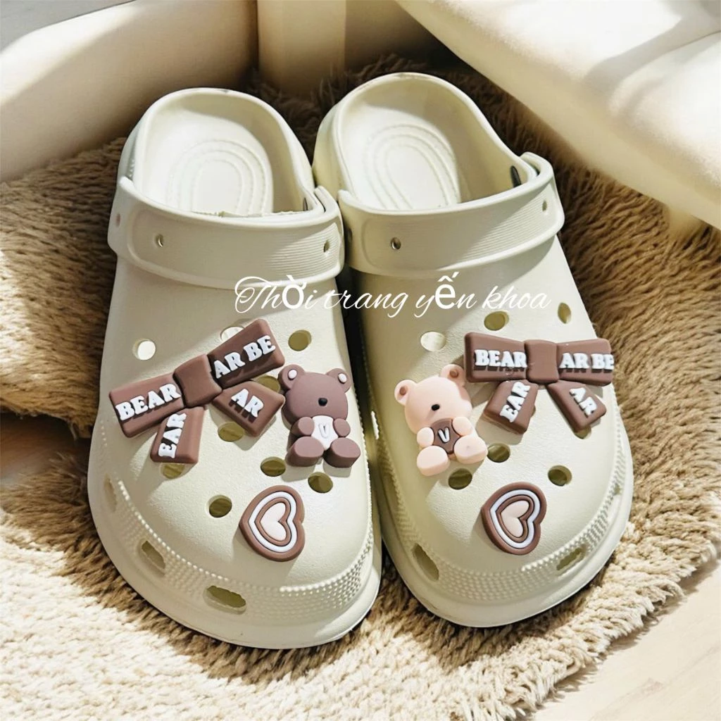 Dép Sục Nữ  Cao 4_5 cm Gắn Nhiều Cham Xinh GẤU Nơ Bền đẹp Thời Trang Size 35_40