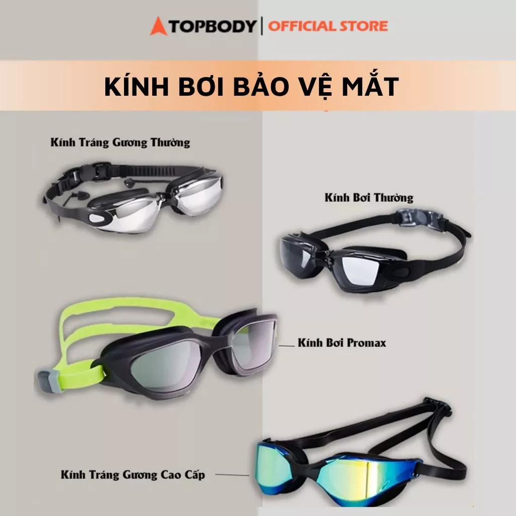 Kính bơi người lớn tráng gương, cản UV và sương mờ cho nam, nữ TOPBODY KBOIL01