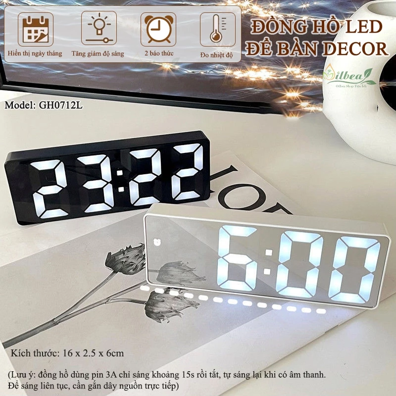 Đồng Hồ LED Để Bàn Mini Có 2 Báo Thức Có Chức Năng Hiển Thị Thời Gian Ngày Tháng Nhiệt Độ Luân Phiên