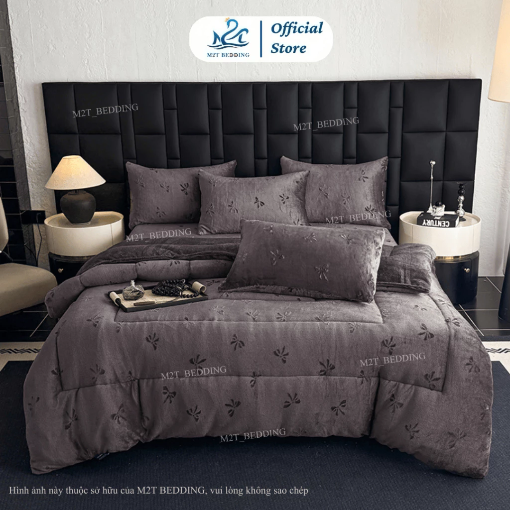 Chăn lông thỏ M2T BEDDING cao cấp kích thước 2mx2m2 nặng 4kg - chăn mùa đông sang trọng, cao cấp