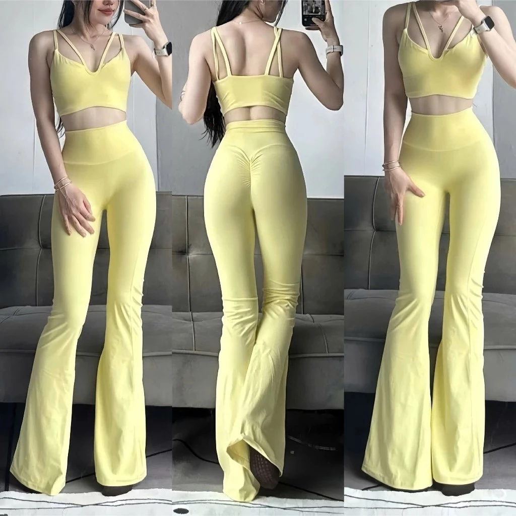 Quần Dài Ống Loe Trơn Q23 Chất LULU Co Giãn Thể Thao Tập - Gym - Yoga - Aerobic Golae